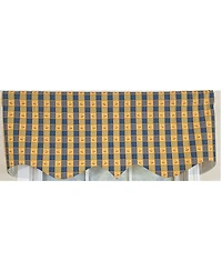 Rlf Home 100% Cotton Cherry Squares Regal With Poly/Cotton lining Rod Pocket Valance 50" x 15" Navy