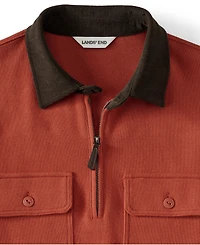 Lands' End Men's Long Sleeve Corduroy Collar Bedford Rib Quarter Zip
