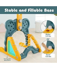 4-in-1 Toddler Basketball Hoop with Rim and Soccer Goal for 3+ Kids