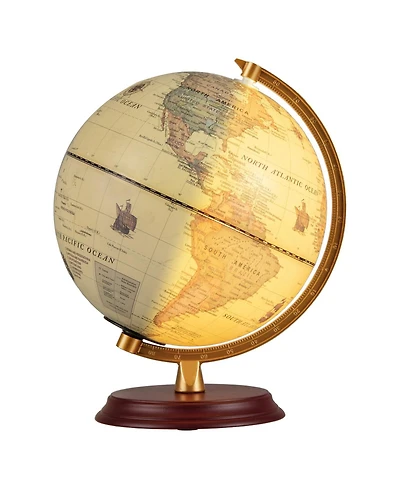 Mecale 8 Inch Illuminated World Globe Night Light up Globe Lamp with Wooden Stand and Hd Map