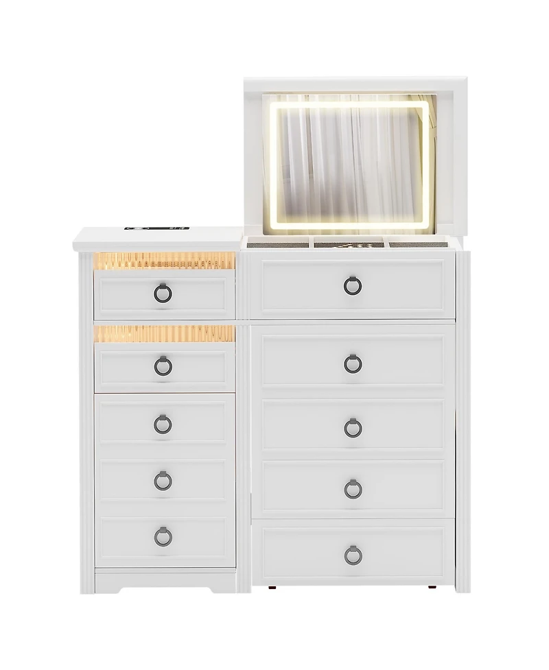 Vlsrka Vanity Makeup Desk with Mirror and Lights