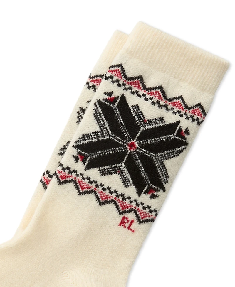Polo Ralph Lauren Women's Snowflake Border Knit Crew Socks