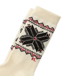 Polo Ralph Lauren Women's Snowflake Border Knit Crew Socks