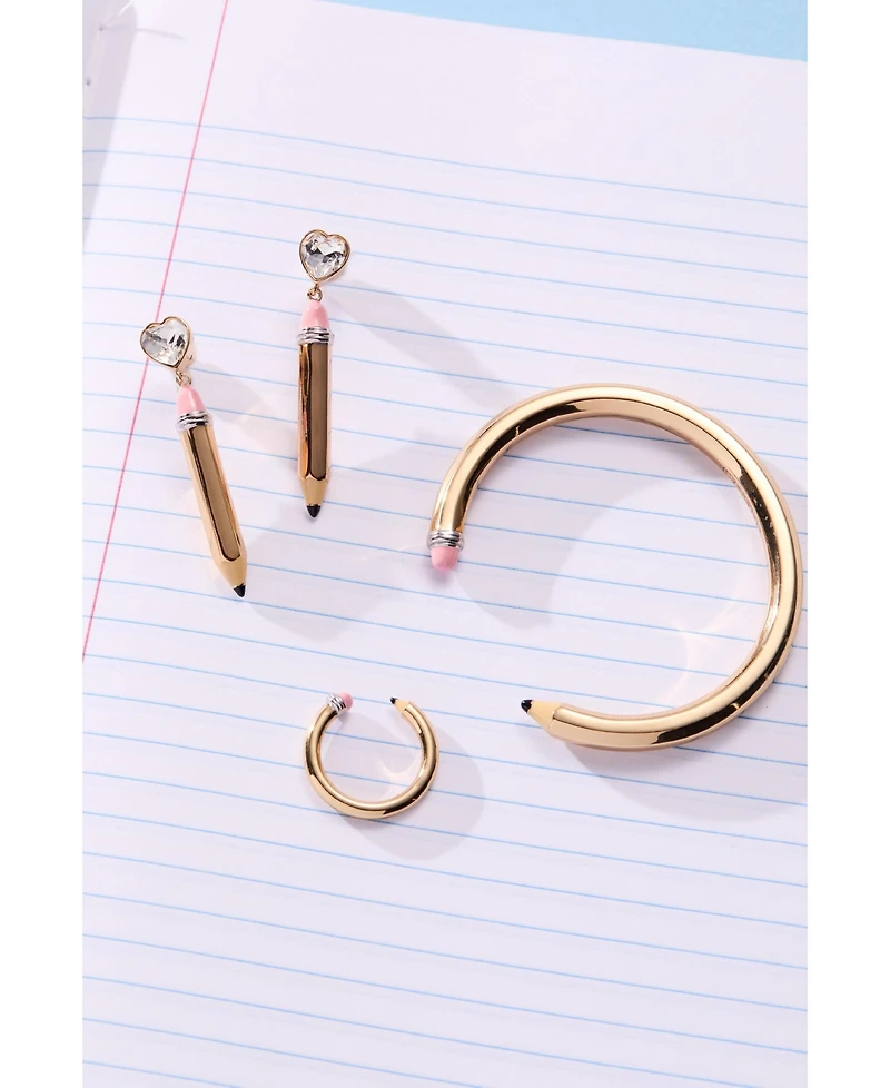 Pencil Heart Drop Earrings