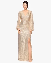 Betsy & Adam Women's V-Neck Long Bell Sleeve Dress