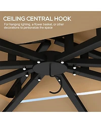 Outsunny 10' x 12' Patio Gazebo with Netting and 2 Tier Roof, Gray