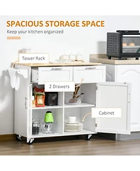 Homcom 41" Kitchen Storage Utility Island w/ Wheels, Drawers & Towel Rack,