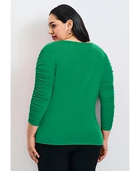 Avenue Women's Naomi V Neck Gathered Sleeve Top
