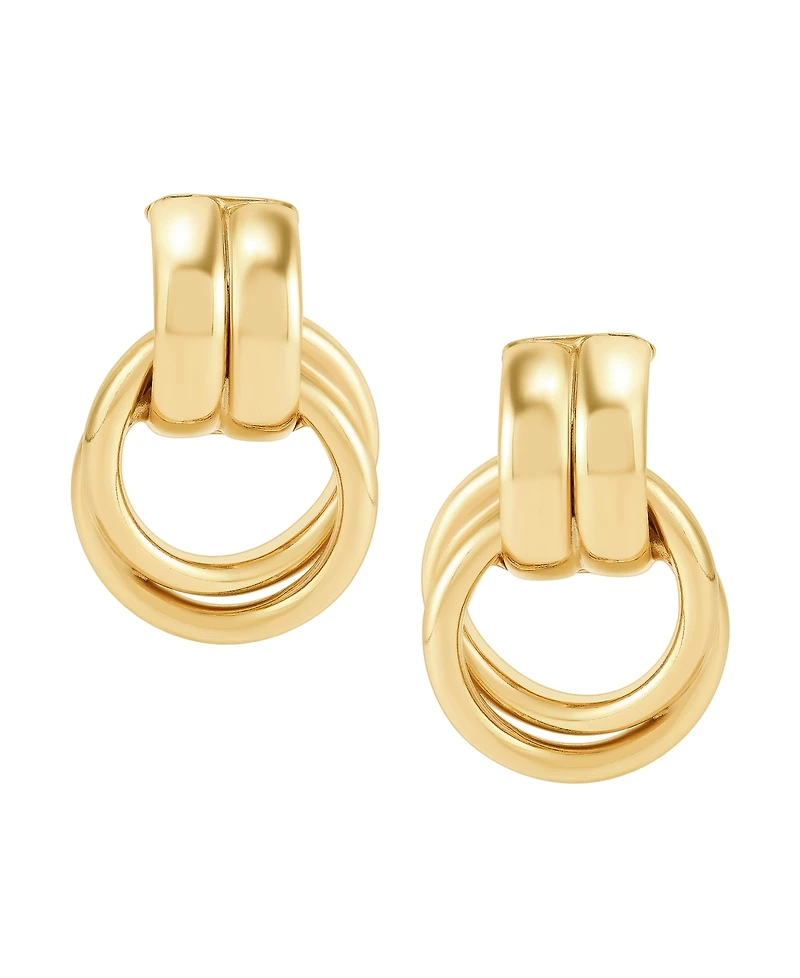Macy's Polished Doorknocker Stud Drop Earrings in 18K Yellow Gold Plated Sterling Silver