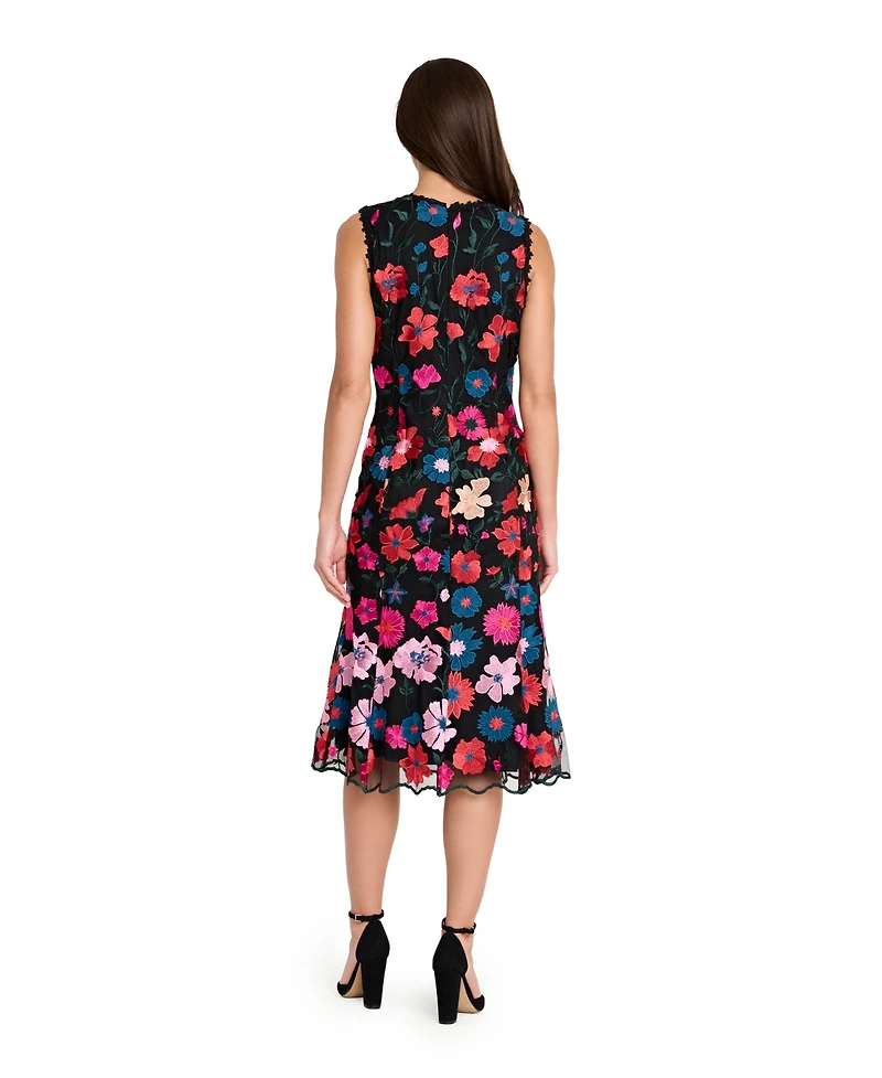 Tahari Asl Women's Sleeveless Embroidered Short Mermaid Dress