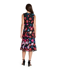 Tahari Asl Women's Sleeveless Embroidered Short Mermaid Dress