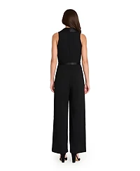 Tahari Asl Women's Halter Sleeveless Tuxedo Jumpsuit