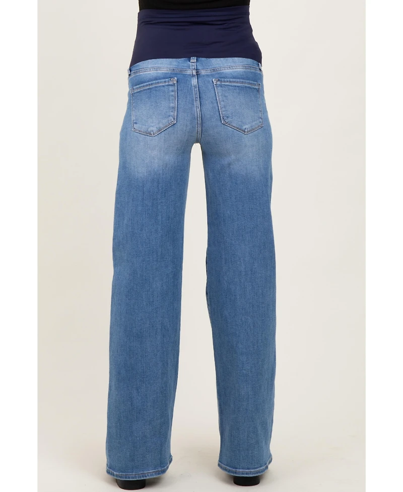 Pinkblush Maternity Medium Low Rise Wide Leg Jeans