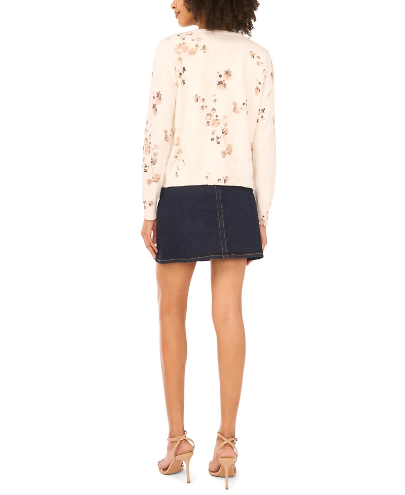 Vince Camuto Women's Floral Print Long-Sleeve Cardigan