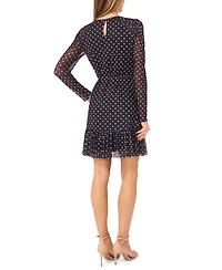 CeCe Women's Waist Tie with Ruffle Hem Mini Dress