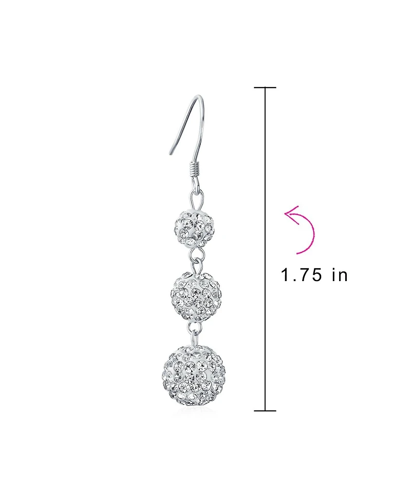 Bling Jewelry Multi Color Crystal Pave Disco Balls Dangle Earrings in Sterling Silver