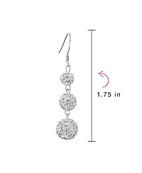 Bling Jewelry Multi Color Crystal Pave Disco Balls Dangle Earrings in Sterling Silver