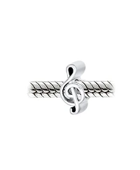 Bling Jewelry Set of 2 Grand Piano & G Clef Musician Charm Bead Oxidized Sterling Silver