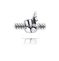Bling Jewelry Set of 2 Hippie Peace & Good Luck Hand Sign Fingers Crossed Charm Bead Sterling Silver for Bracelets
