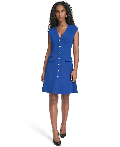 Tommy Hilfiger Women's V-Neck Fit and Flare Dress