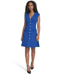 Tommy Hilfiger Women's V-Neck Fit and Flare Dress