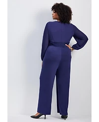Avenue Women's Luxe Drape Chiffon Overlay Jumpsuit