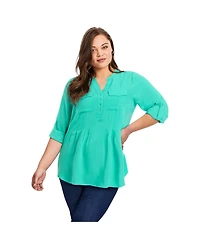 Avenue Women's Roll Tab Pintuck Tunic