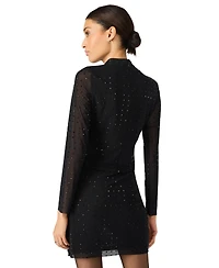 Steve Madden Women's Melvina Mock Neck Long Sleeve Top