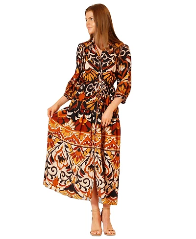 julia jordan Women's Printed 3/4-Sleeve Midi Dress