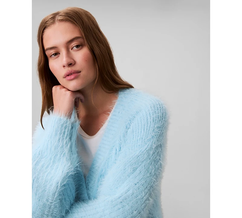 Calvin Klein Jeans Women's Cropped Relaxed Long-Sleeve Cardigan