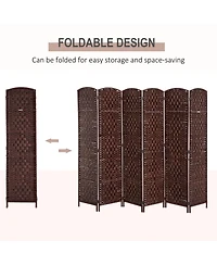 Homcom Panel Resin Wicker Folding Room Divider Privacy Screen Home Office