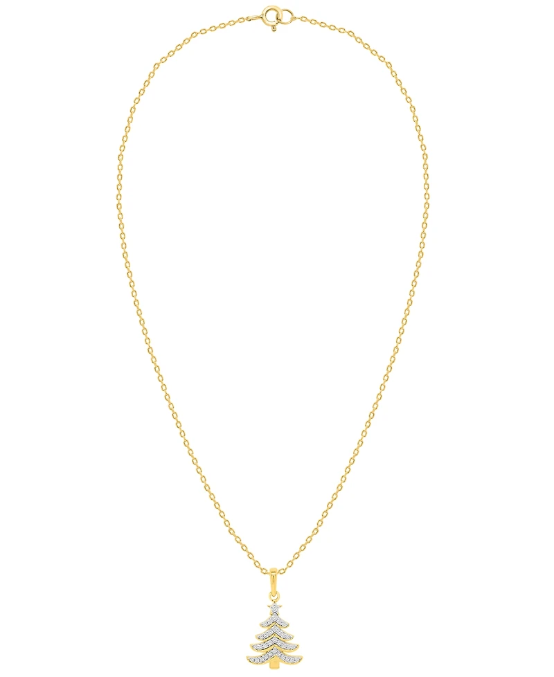 Macy's Diamond Pendant Necklace (1/8 ct. t.w.) in 14K Gold-Plated Sterling Silver and White Rhodium