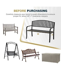 Aoodor Patio Bench Cushion Outdoor Olefin Fabric Slipcover Sponge Foam 46.5” x 17.7” x 3