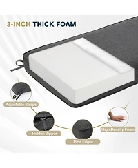 Aoodor Patio Bench Cushion Outdoor Olefin Fabric Slipcover Sponge Foam 46.5” x 17.7” 3” - Charcoal