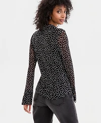 I.n.c. International Concepts Women's Long Sleeve Printed Mesh Collared Shirt, Macy's Exclusive