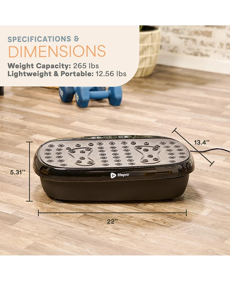 LifePro Compact Vibration Plate with Acupressure Nodes – Full Body Exercise for Lymphatic Drainage & Pain Relief