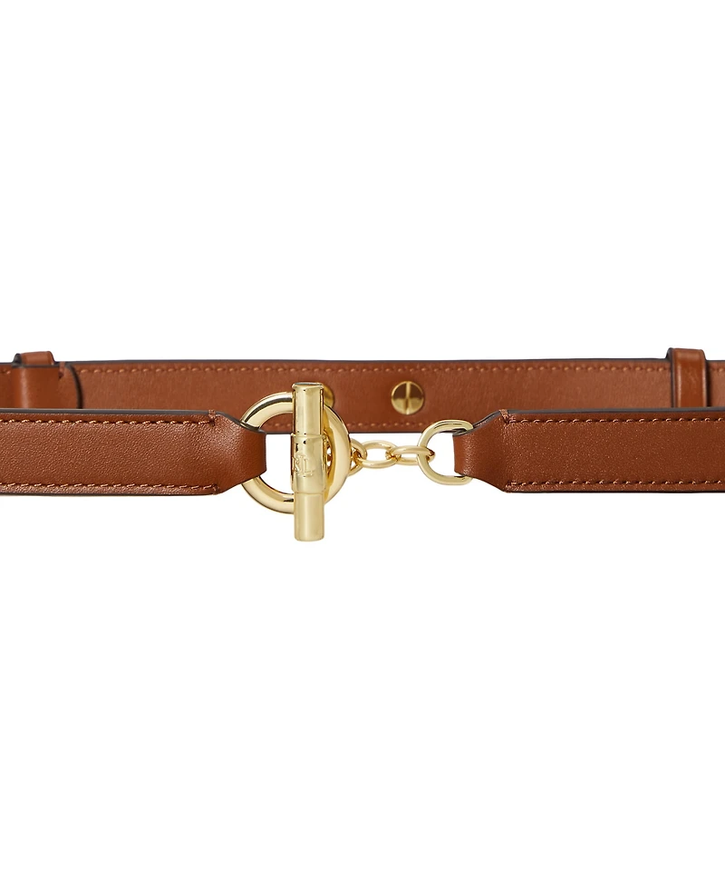 Lauren Ralph Women's Smooth Leather Toggle Skinny Belt