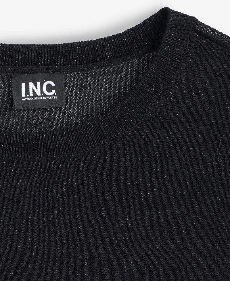 I.n.c. International Concepts Women's Lightweight Metallic-Knit Short-Sleeve Sweater, Macy's Exclusive