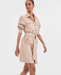 I.n.c. International Concepts Women's Long-Sleeve Belted Shirtdress, Macy's Exclusive