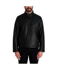 Karl Lagerfeld Paris Men's Circle Stitch Faux Leather Jacket
