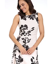 London Times Women's Sleeveless Floral Printed Midi Dress