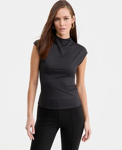 Bar Iii Women's Short-Sleeve Side-Ruched Top, Macy's Exclusive