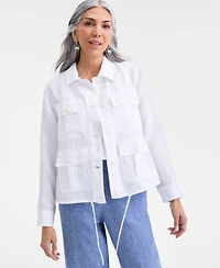 Charter Club Women's 100% Linen Woven Utility Jacket, Macy's Exclusive
