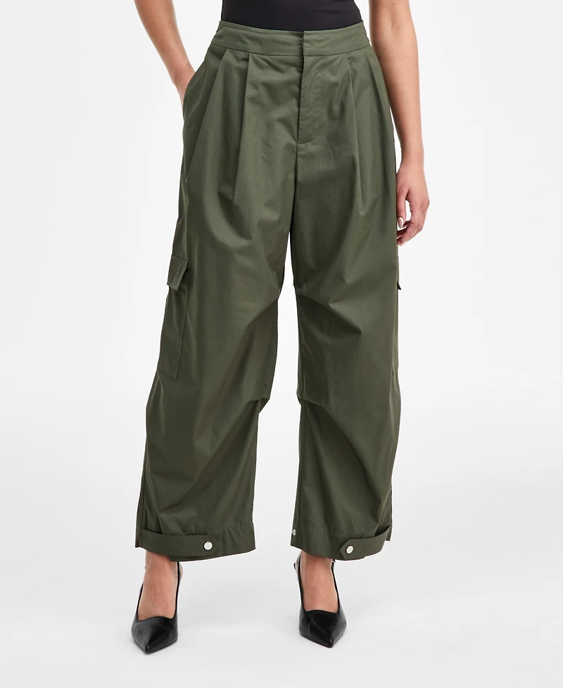 Bar Iii Women's Olive Barrel-Leg Pants, Macy's Exclusive
