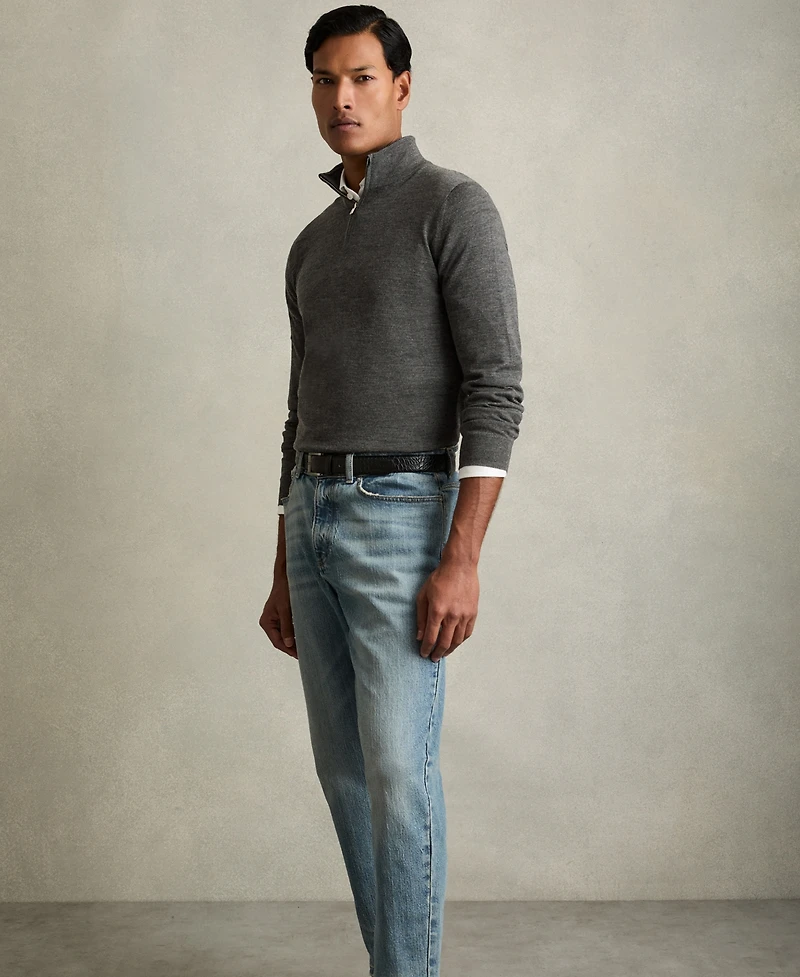 Reiss Men's Merino Wool Half-Zip Funnel Neck Sweater