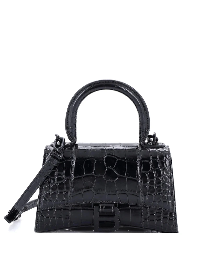 Pre-Owned Balenciaga Xs Hourglass Top Handle Bag Embossed Leather