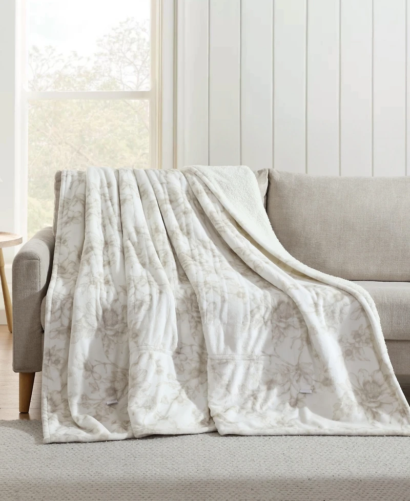 Laura Ashley Wistful Blooms Printed Plush Heated Blanket, Full