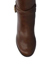 Journee Women's Avalonn Buckle Strap Knee High Stacked Heel Inside Zipper Wide-Calf Comfort Dress Boots