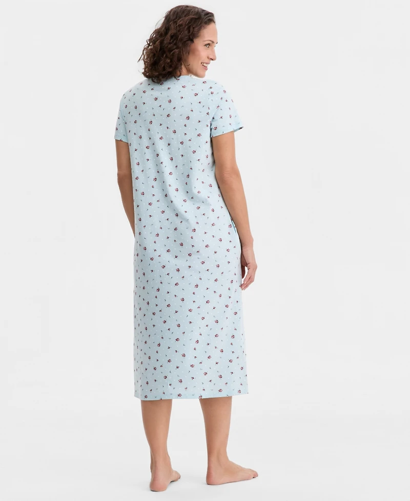 Charter Club Women's Cotton Short-Sleeve Nightgown, Created for Macy's