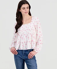 Madden Girl Juniors' Floral Tiered Babydoll Top